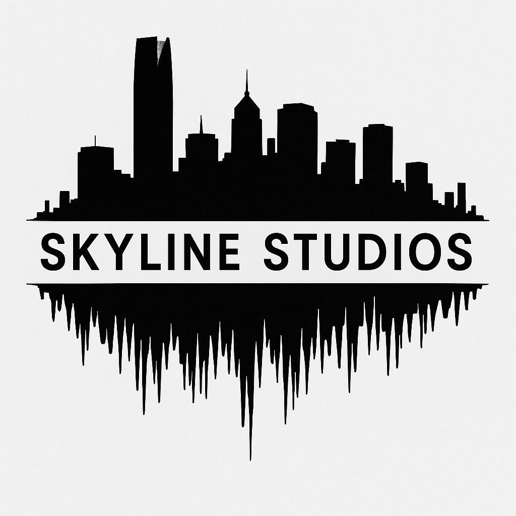 Night shadow of OKC Skyline with frequency lines mirroring below